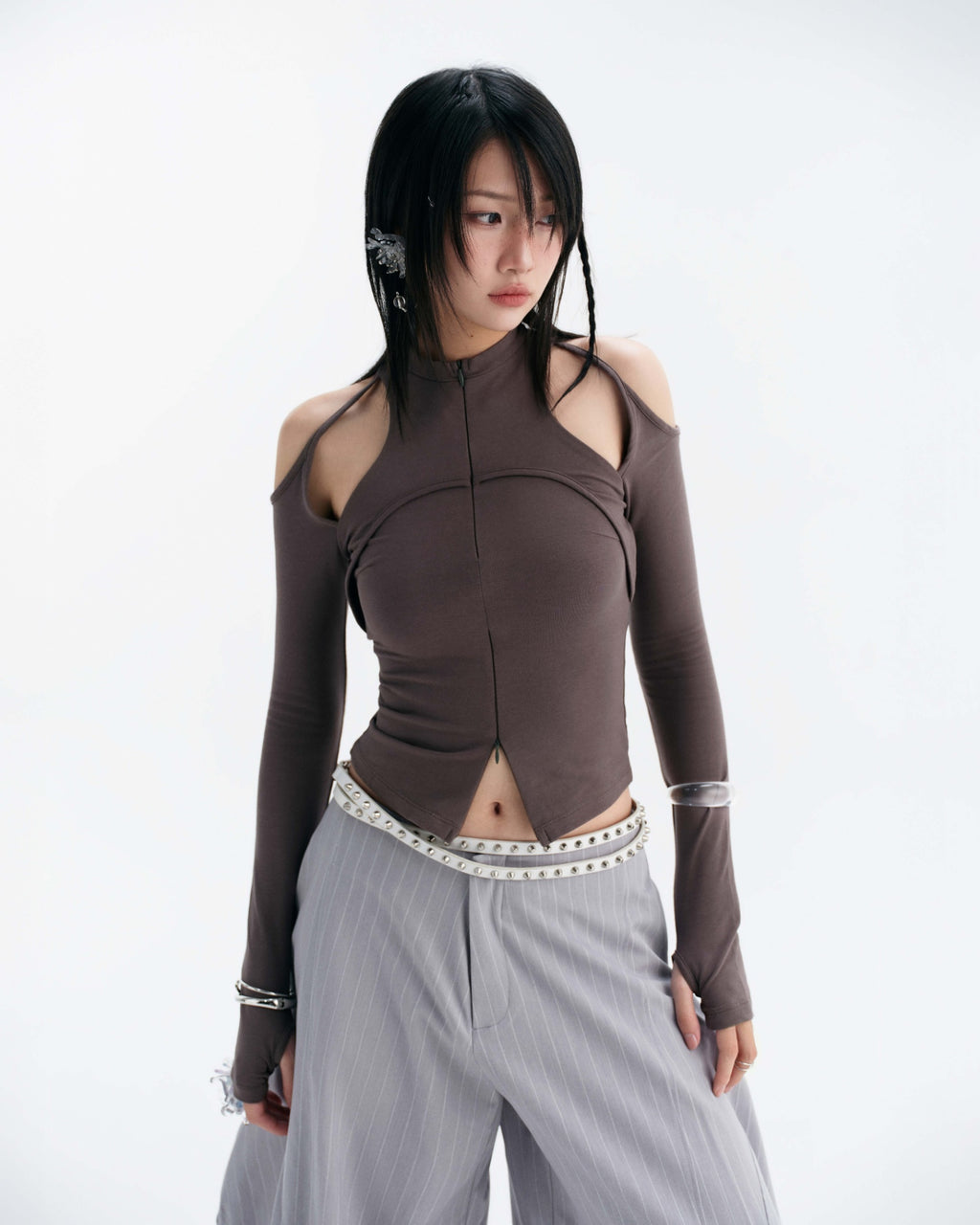 CASPIAN LONG SLEEVE TOP (GREY)