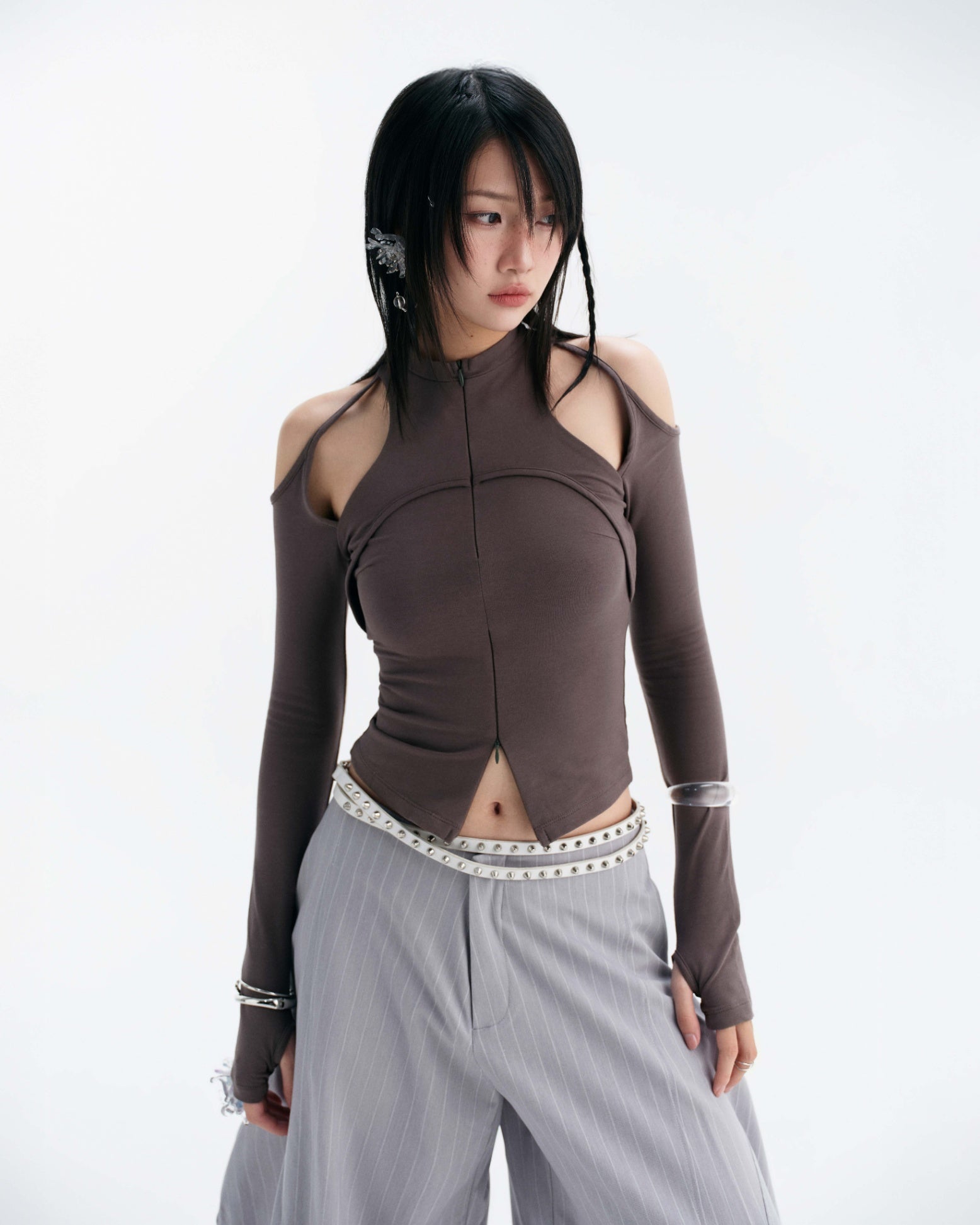 CASPIAN LONG SLEEVE TOP (GREY)