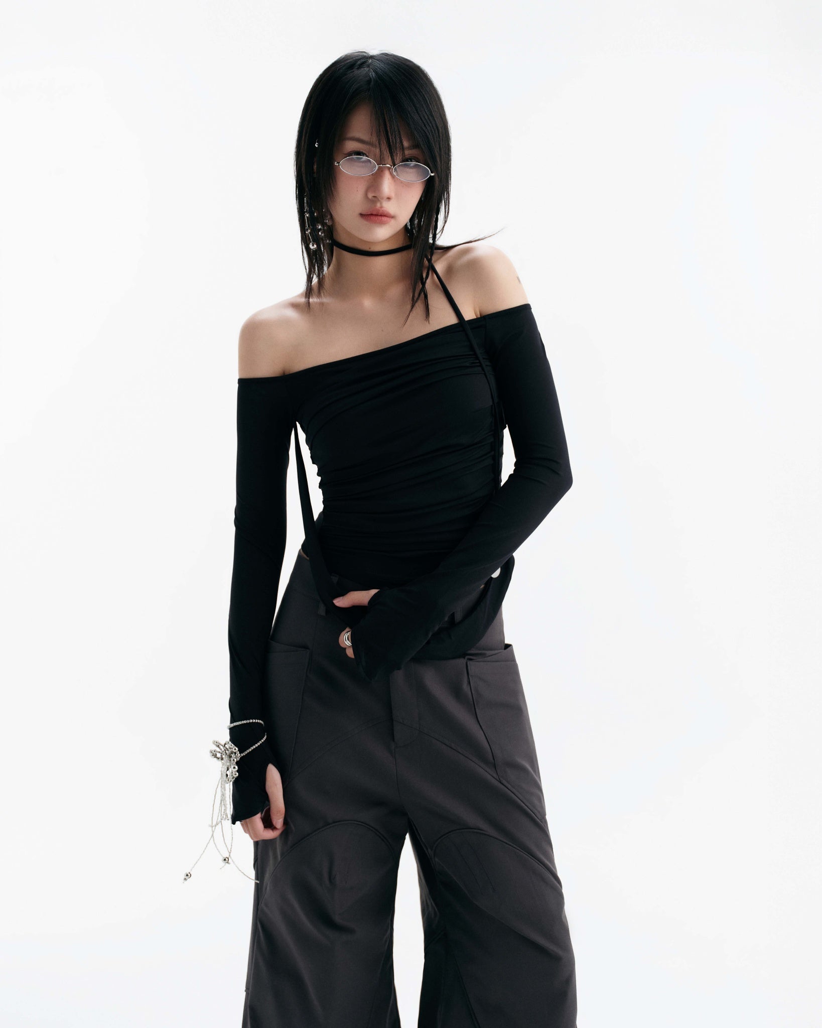 MELVIN LONG SLEEVE TOP (BLACK)